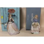 TWO BOXED LLADRO FIGURES, A LADY WITH A PARASOL AND ANOTHER ENTITLED MAY FLOWERS