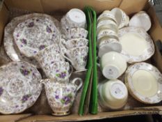 A TRAY OF ROYAL ALBERT FLORAL CHINA TOGETHER WITH A TRAY OF ASSORTED CHINA TO INCLUDE ROYAL VALE