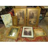 A COLLECTION OF ASSORTED PICTURES AND PRINTS TO INCLUDE IMPRESSIONIST EXAMPLES ( QTY )