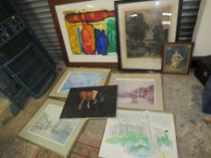 A COLLECTION OF PICTURES AND PRINTS TO INCLUDE SIGNED LIMITED EDITION PRINTS, LARGE WATERCOLOUR ETC