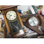 A REPRODUCTION WALL CLOCK TOGETHER WITH A ENFIELD NAPOLEON HAT CLOCK