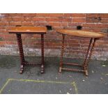 TWO OCCASIONAL TABLES WITH BOBBIN AND BARLEYTWIST SUPPORTS (2)