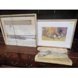 TWO UNFRAMED WATERCOLOURS DEPICTING MOUNTAINOUS LANDSCAPES BY KENNETH GREGORY AND A J OSMOND,