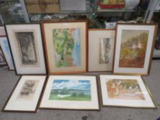 A COLLECTION OF ASSORTED WATERCOLOURS OF BUILDINGS BY H L BROWNING, E. HALLIS, T.C HISLOP ETC.