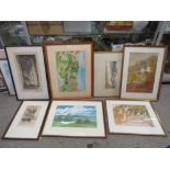 A COLLECTION OF ASSORTED WATERCOLOURS OF BUILDINGS BY H L BROWNING, E. HALLIS, T.C HISLOP ETC.