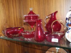 A COLLECTION OF RED GLASSWARE (8)