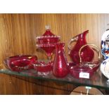 A COLLECTION OF RED GLASSWARE (8)