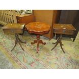 A PAIR OF REPRODUCTION MAHOGANY SIDE TABLES AND AN ITALIAN OCCASIONAL TABLE (3)