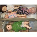 A VINTAGE DOLL MARKED 'AM KOPPELSDORF GERMANY' 1330 A2/OM TOGETHER WITH THREE OTHER VINTAGE DOLLS (