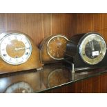 THREE VINTAGE WOODEN MANTEL CLOCKS, ONE FOR SPARES AND REPAIRS