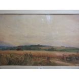 A WIGGINGTON (XX). An English cornfield landscape, signed lower left, watercolour, gilt framed and