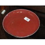 A CHINESE SANG DE BEOUF LOW BOWL / DISH, ONE SIDE BROKEN