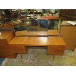 A RETRO TEAK DRESSING TABLE WITH TRIPLE MIRROR W-146 CM