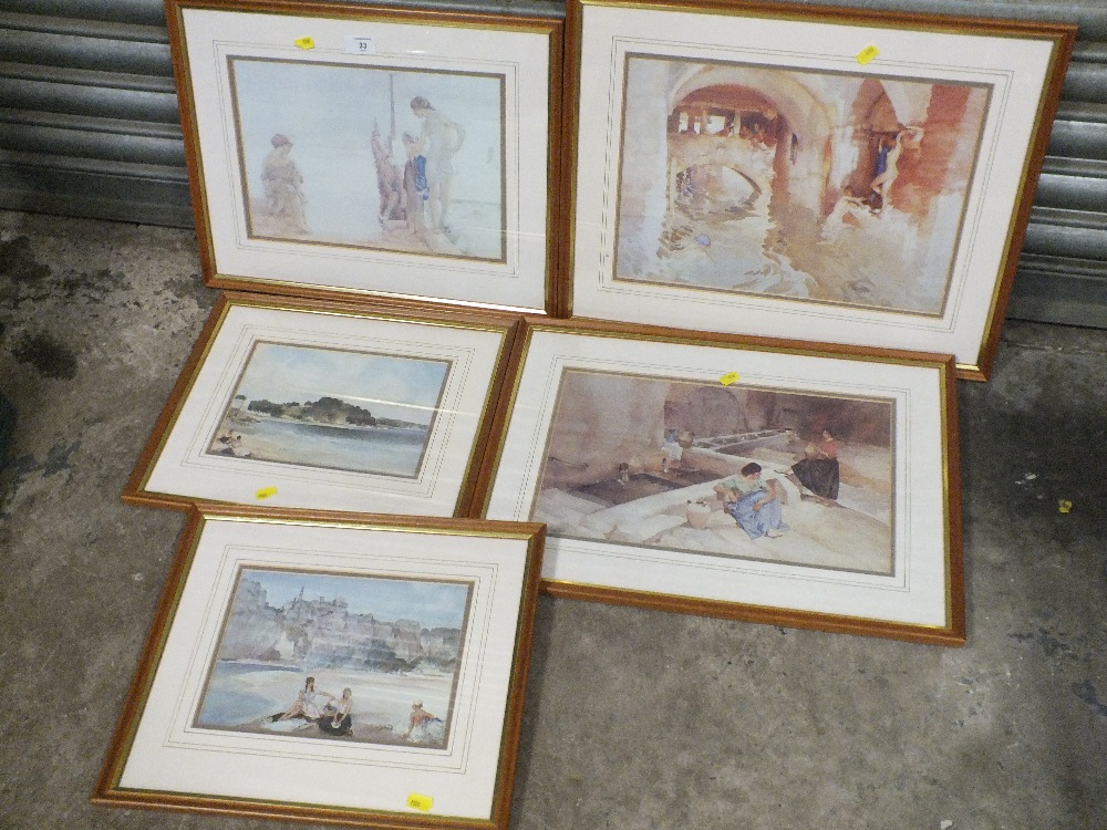 FIVE FRAMED AND GLAZED WILLIAM RUSSELL FLINT PRINTS