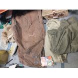 A QUANTITY OF WWII MILITARY HESSIAN SACKS AND KIT BAGS ETC.