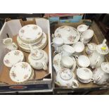 TWO TRAYS OF ROYAL WORCESTER ROANOKE CHINA TO INCLUDE TEA AND COFFEE POTS, ETC