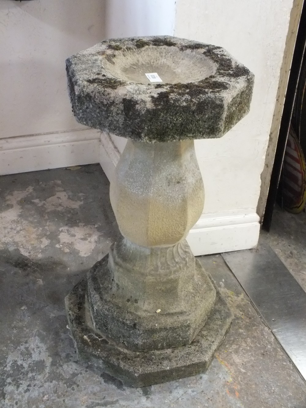 A THREE PIECE STONE BIRD BATH