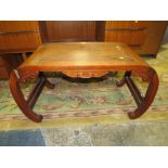 A CHINESE HARDWOOD CARVED TABLE W-89 CM A/F