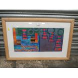 A BLACK COUNTRY INTEREST FRAMED AND GLAZED TAPESTRY PICTURE SIGNED CHARLOTTE HODGE LOWER RIGHT -