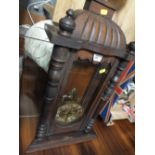 A VINTAGE MAHOGANY WALL CLOCK TOGETHER WITH A MANTEL CLOCK SURROUND ETC.