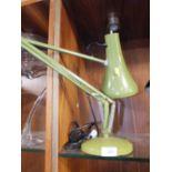 A VINTAGE GREEN HERBERT TERRY AND SONS ANGLE POISE LAMP
