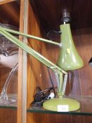 A VINTAGE GREEN HERBERT TERRY AND SONS ANGLE POISE LAMP