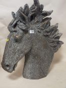 A LARGE MODERN RESIN HORSE BUST, H 56 CM