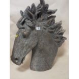 A LARGE MODERN RESIN HORSE BUST, H 56 CM