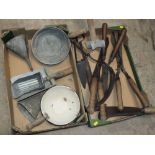 TWO TRAYS OF VINTAGE HANDTOOLS, SCOOPS ETC