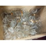 A QUANTITY OF GLASS WARE TO INCLUDE BOXED DRINKING GLASSES