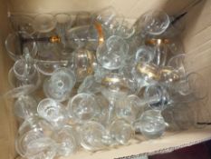 A QUANTITY OF GLASS WARE TO INCLUDE BOXED DRINKING GLASSES