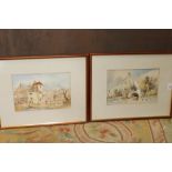A PAIR OF FRAMED AND GLAZED WATERCOLOURS ONE SIGNED E CRISP 1850
