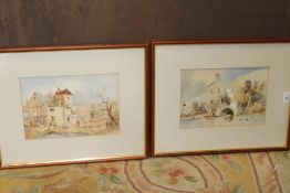 A PAIR OF FRAMED AND GLAZED WATERCOLOURS ONE SIGNED E CRISP 1850