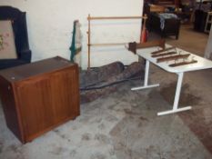 A SELECTION OF ITEMS TO INCLUDE RUGS, A HOSTESS TROLLEY, HAMMOCK AND EMBROIDERY STAND