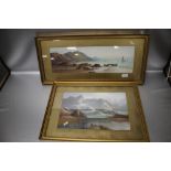 TWO FRAMED AND GLAZED WATERCOLOURS DEPICTING SEASCAPES