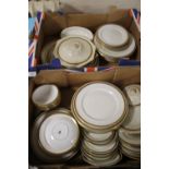 TWO TRAYS OF ASSORTED TEA AND DINNERWARE