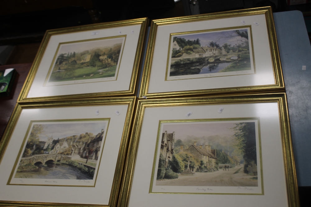 FOUR SIGNED LIMITED EDITION ALAN INGHAM PRINTS OF VILLAGE SCENES