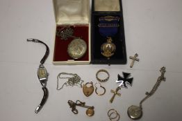 A COLLECTION OF COSTUME JEWELLERY, WRIST WATCH ETC.