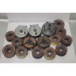 5 LEEDA FLY REELS to include "Mayfly," "Rimfly," "LC 100," and "LC 80" with spare spools¦++All