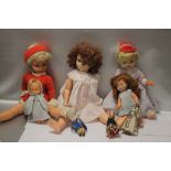 VINTAGE DOLLS, NO MAKER'S MARKS