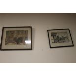 A FRAMED AND GLAZED WATERCOLOUR TITLED STRANGERS HOUSE NORWICH SIGNED E W TOOZE 1947 TOGETHER WITH A