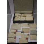 A BOX OF STAMPED COVERS AND LETTERS, MAINLY LATE VICTORIAN WITH 1d LILAC STAMPS