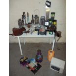 A SELECTION OF TOOLS AND CONSUMABLE ITEMS TOGETHER WITH A CAST COMBINATION SAFE