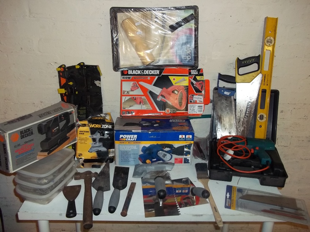 A SELECTION OF TOOLS TO INCLUDE BOXED POWER TOOLS