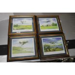 FOUR FRAMED PRINTS OF WWII AIRCRAFTS