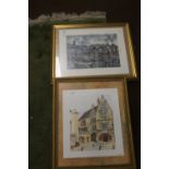 TWO FRAMED AND GLAZED ARCHITECTURAL PRINTS