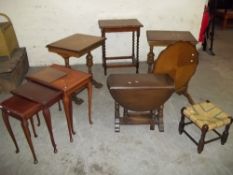 A QUANTITY OF SMALL TABLE INCLUDING A NEST OF TABLES AND A SMALL STOOL (7)