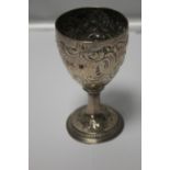 A WHITE METAL GOBLET H 14.5 CM