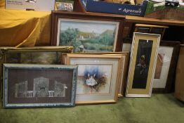 A QUANTITY OF PICTURES AND PRINTS TO INCLUDE EXAMPLES OF CATS