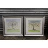A PAIR OF FRAMED AND GLAZED MODERN NOVELTY TEXTURED PRINTS BY CATHERINE STEPHENSON ENTITLED 'THE
